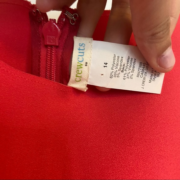 J. Crew CrewCuts Scalloped Coral/Red Shift Dress KIDS 14 - Picture 3 of 3